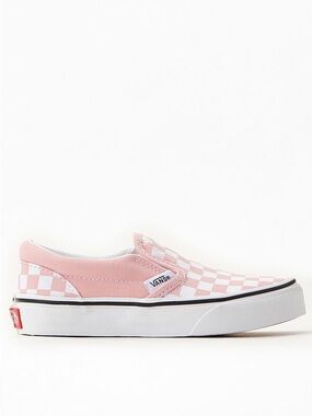 Pink & white checker slip on vans